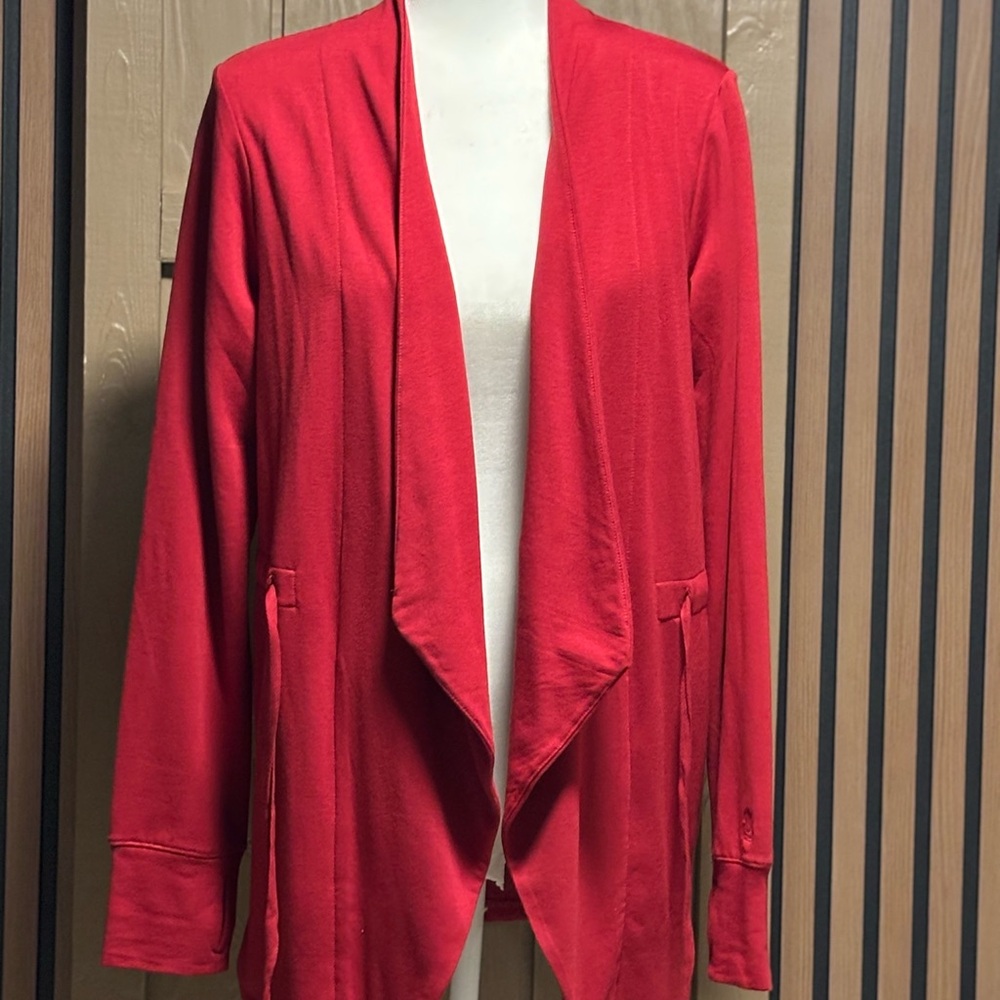 Cuddl Duds Vibrant Red Fleece Cardigan